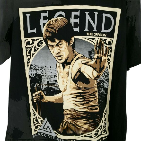 Bruce Lee Shirt Large Black Legend Dragon Black Timber - Picture 1 of 10